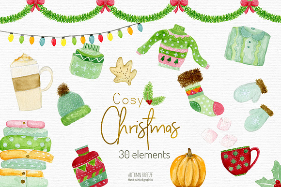 Christmas cozy clipart in Illustrations - product preview 1