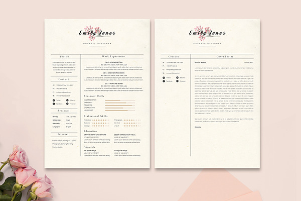 Floral Resume CoverLetter Template C