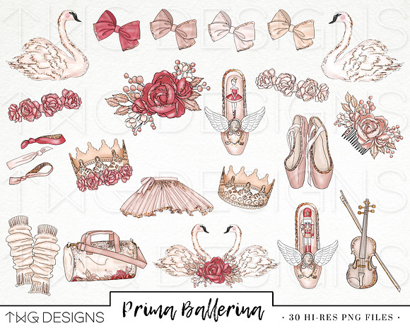 Ballet Dancer Fashion Girl Clip Art in Illustrations - product preview 1