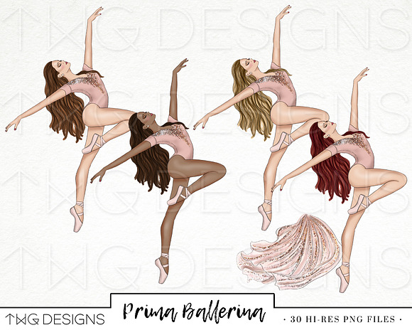 Ballet Dancer Fashion Girl Clip Art in Illustrations - product preview 2