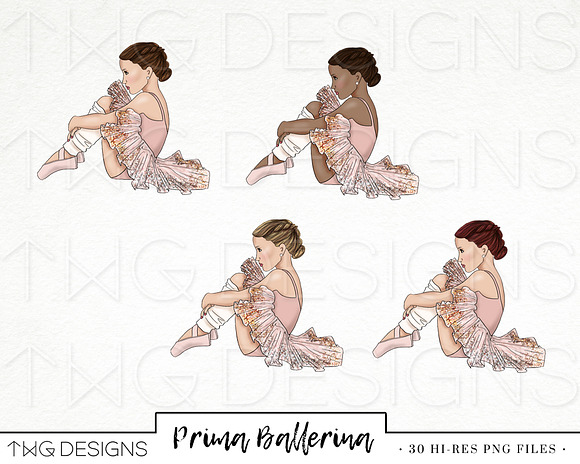Ballet Dancer Fashion Girl Clip Art in Illustrations - product preview 3