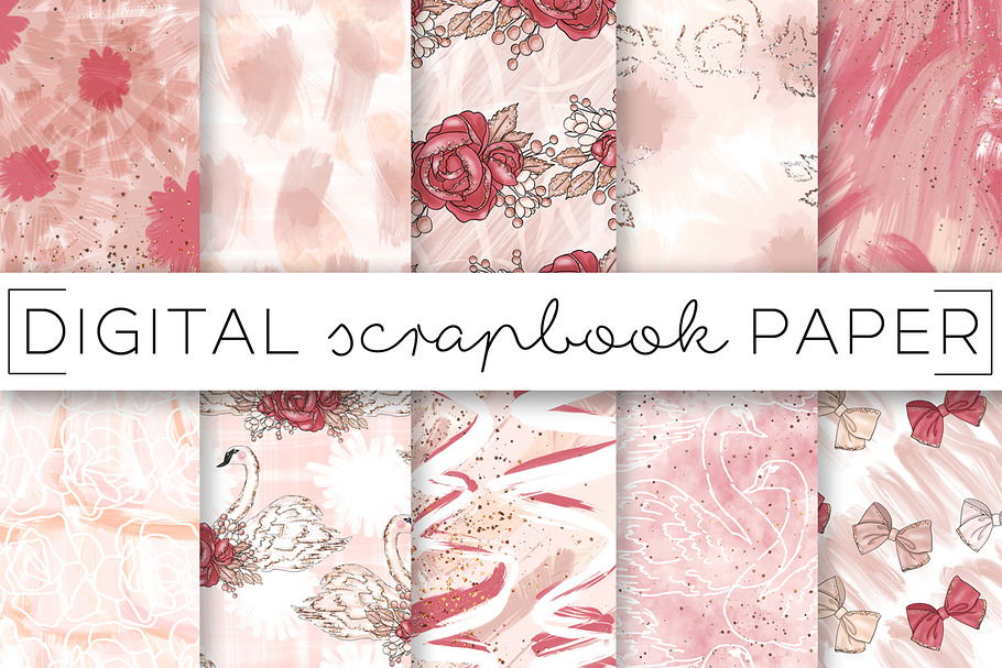 Pink Girly Painterly Paper Set