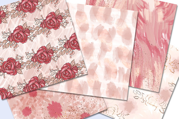 Pink Girly Painterly Paper Set in Patterns - product preview 1