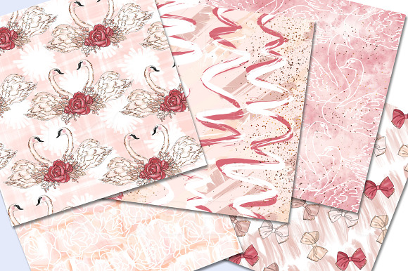 Pink Girly Painterly Paper Set in Patterns - product preview 2