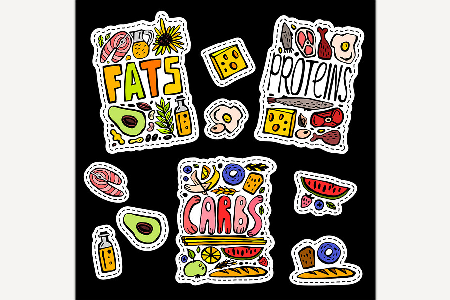 Carbohydrates, fats and proteins  in Illustrations - product preview 8