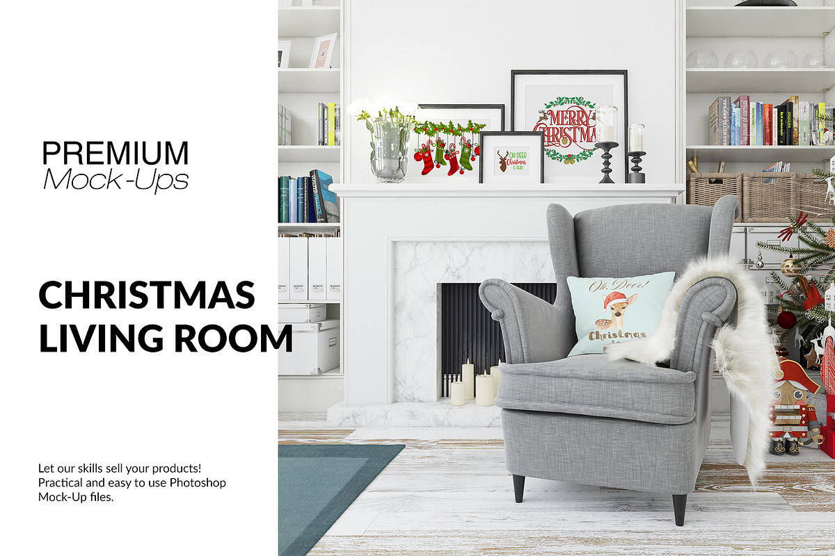 Christmas Living Room Set in Product Mockups - product preview 8