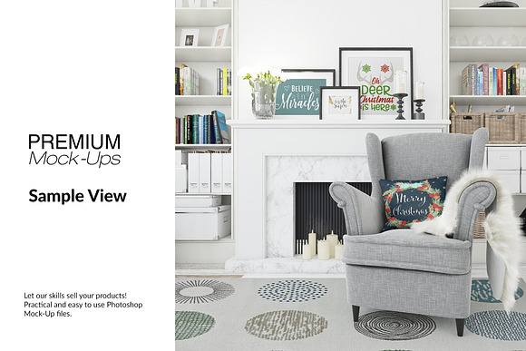 Christmas Living Room Set in Product Mockups - product preview 4