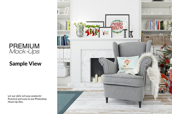 Christmas Living Room Set in Product Mockups - product preview 5