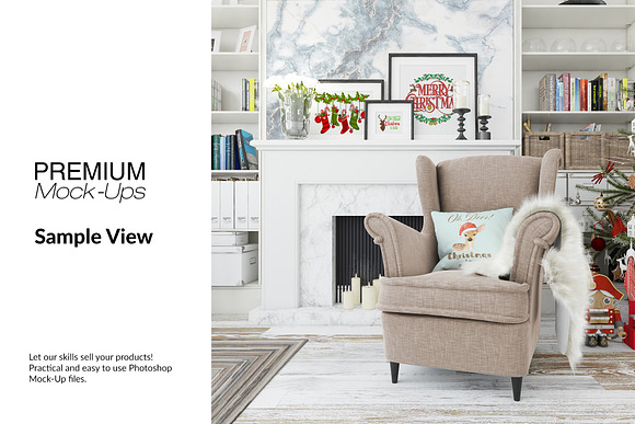 Christmas Living Room Set in Product Mockups - product preview 12