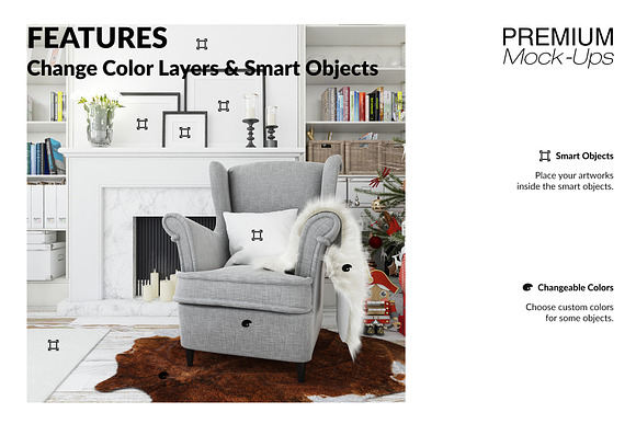 Christmas Living Room Set in Product Mockups - product preview 14