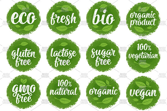 Sign 100% organic food in Illustrations - product preview 1