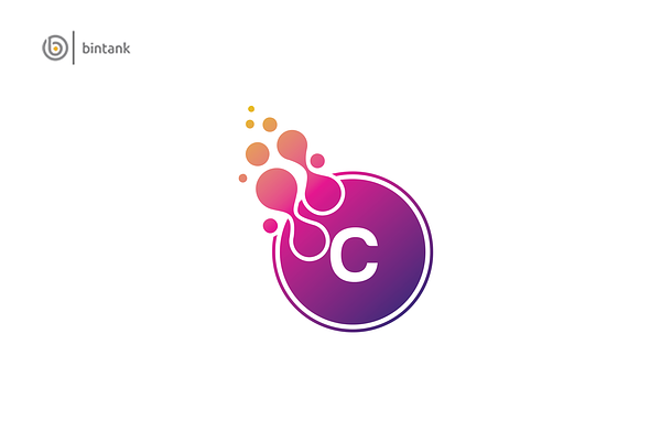 Dot Circle C Letter Logo