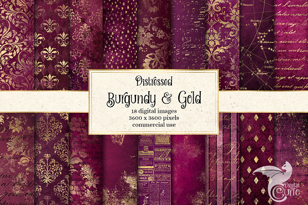 Distressed Burgundy & Gold Textures