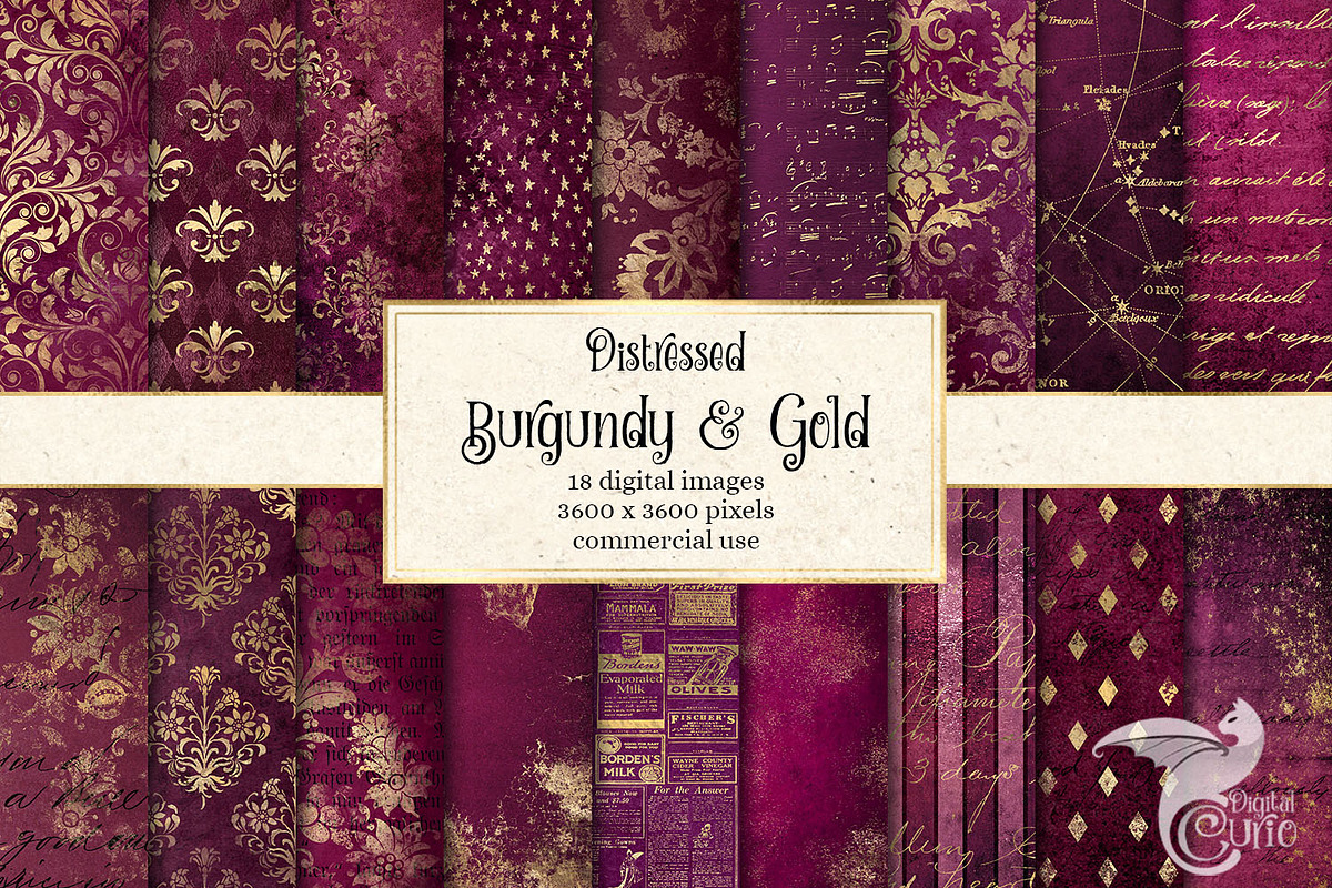 Distressed Burgundy & Gold Textures in Textures - product preview 8