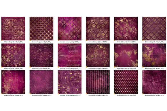 Distressed Burgundy & Gold Textures in Textures - product preview 2