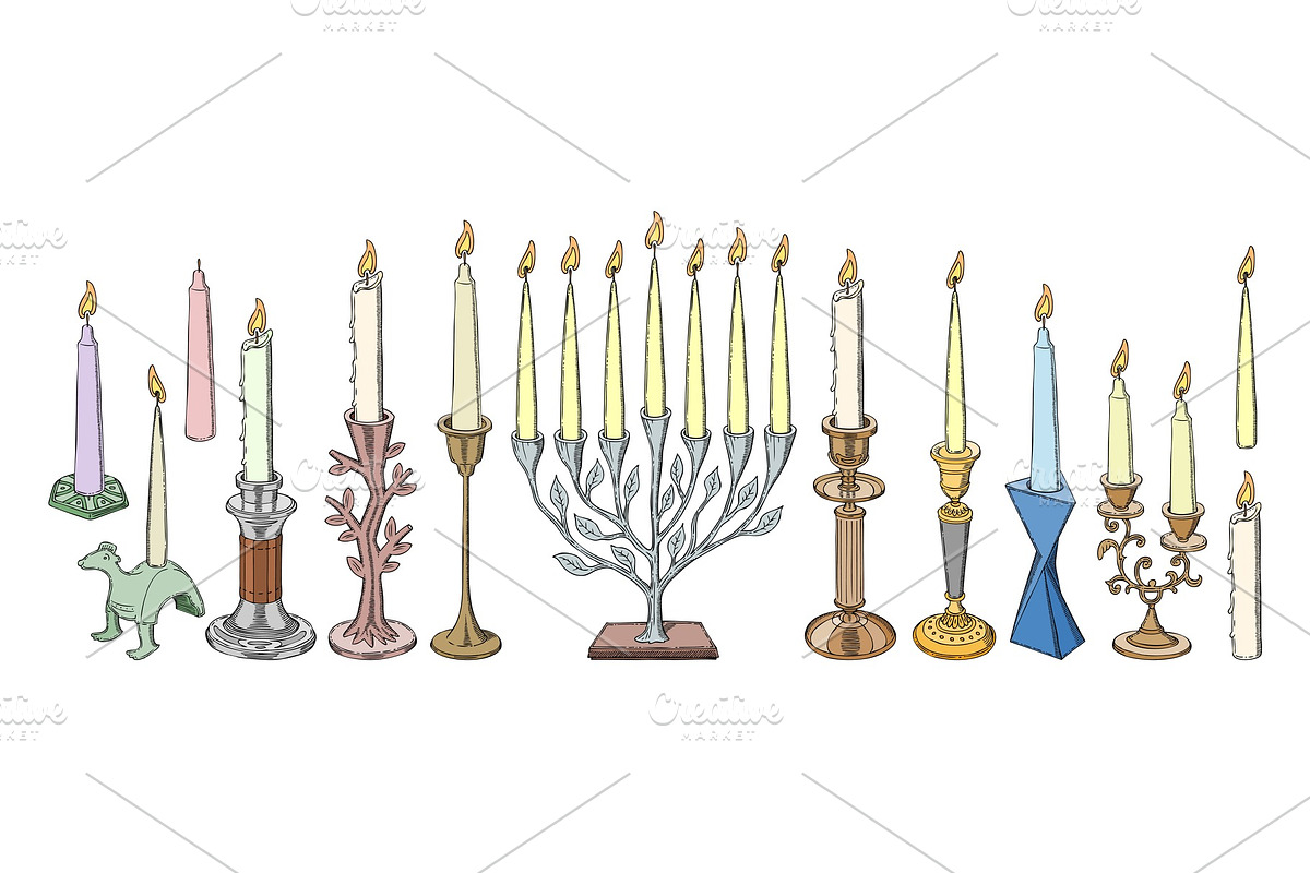Candlestick vector candle lantern in Objects - product preview 8