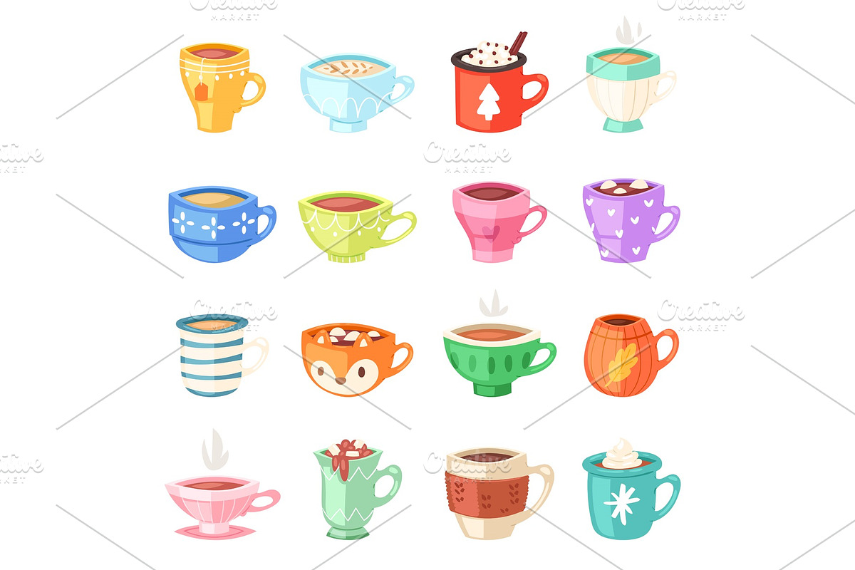 Cartoon cup vector kids mugs hot in Illustrations - product preview 8