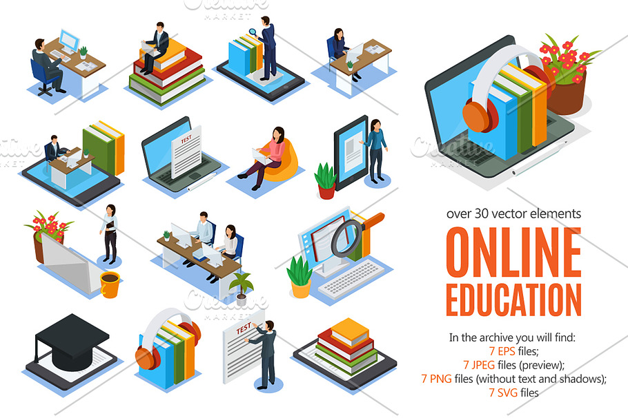Online Education Isometric Set in Illustrations - product preview 8
