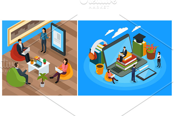Online Education Isometric Set in Illustrations - product preview 2