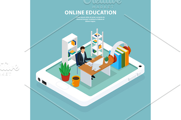 Online Education Isometric Set in Illustrations - product preview 4