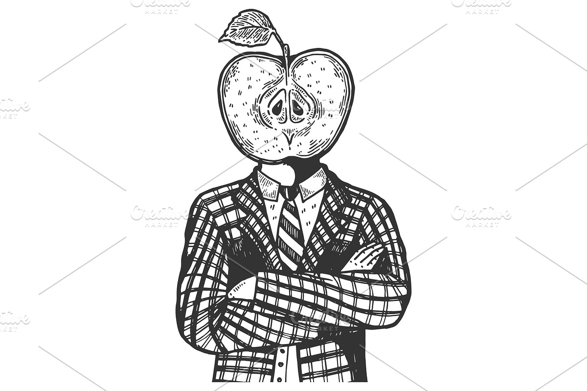 Apple head man engraving vector in Illustrations - product preview 8