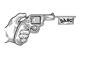 Pistol with white flag engraving