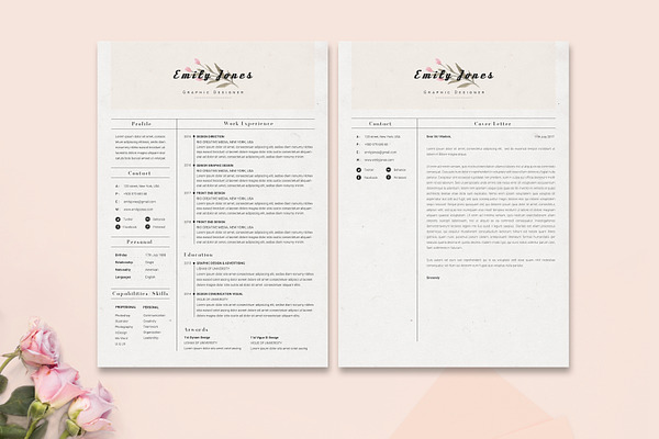 Floral Resume CoverLetter Template C