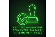 Stamp approved neon light icon