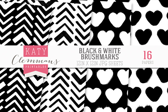 Black & White brush marks paper pack in Patterns - product preview 1