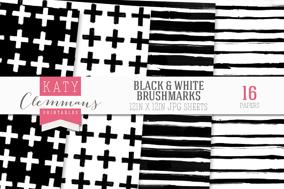 Black & White brush marks paper pack in Patterns - product preview 2