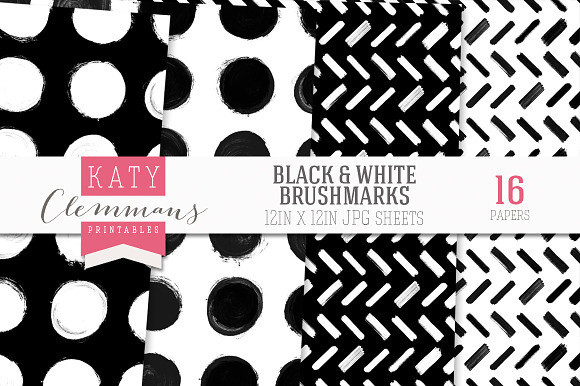 Black & White brush marks paper pack in Patterns - product preview 3