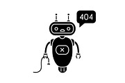Not found error chatbot glyph icon