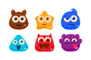 Cute funny colorful jelly monsters