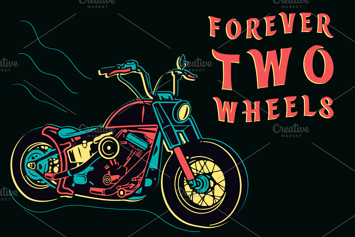 Retro Motorcycle, Forever Two Wheels in Illustrations - product preview 8