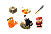 Pirate game elements set, chest