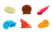 Colorful fantasy glossy seashells