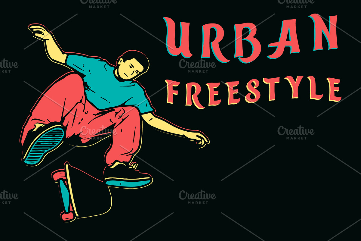 Skater urban freestyle illustration in Illustrations - product preview 8