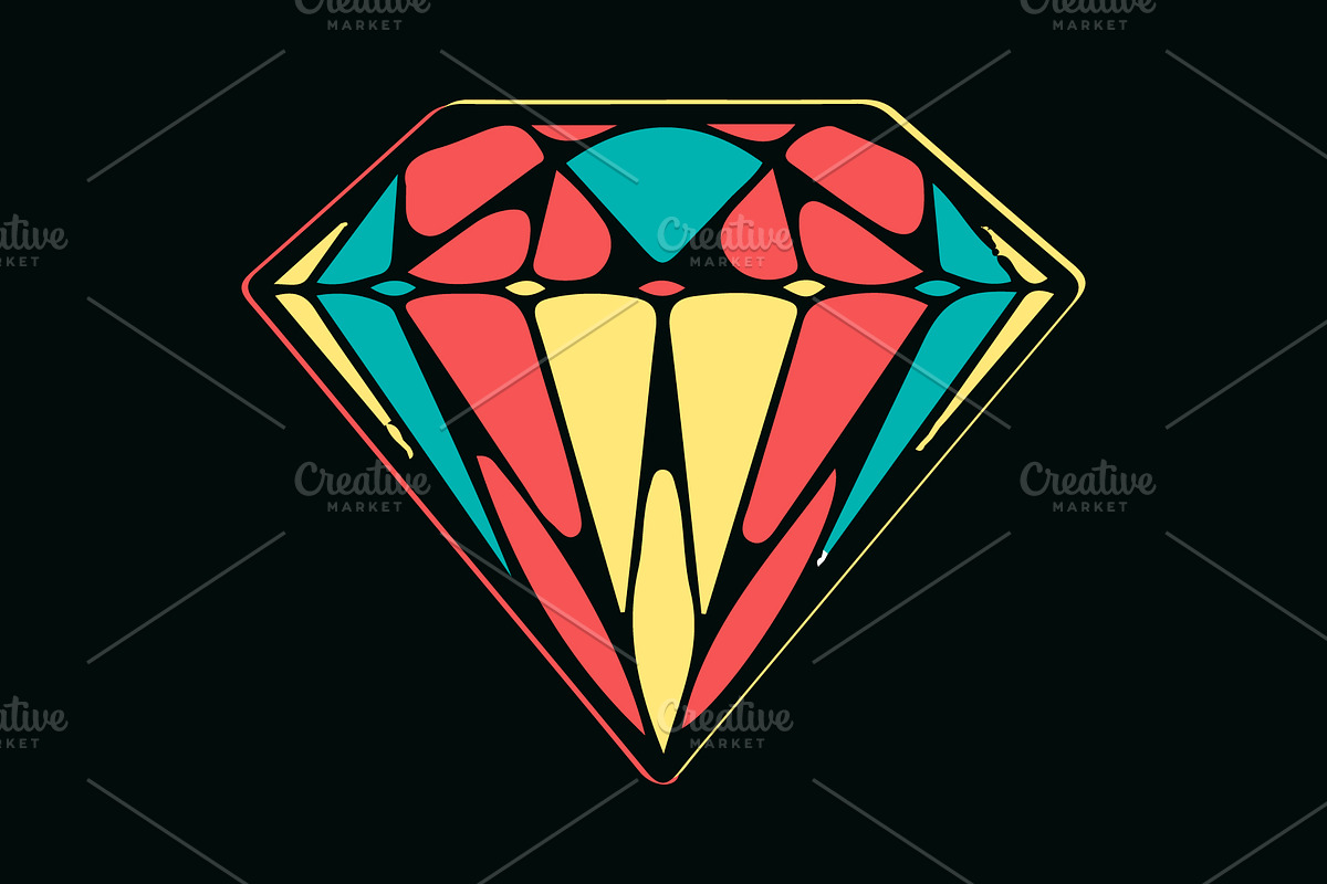 Colorful hand drawn diamond Vector in Illustrations - product preview 8