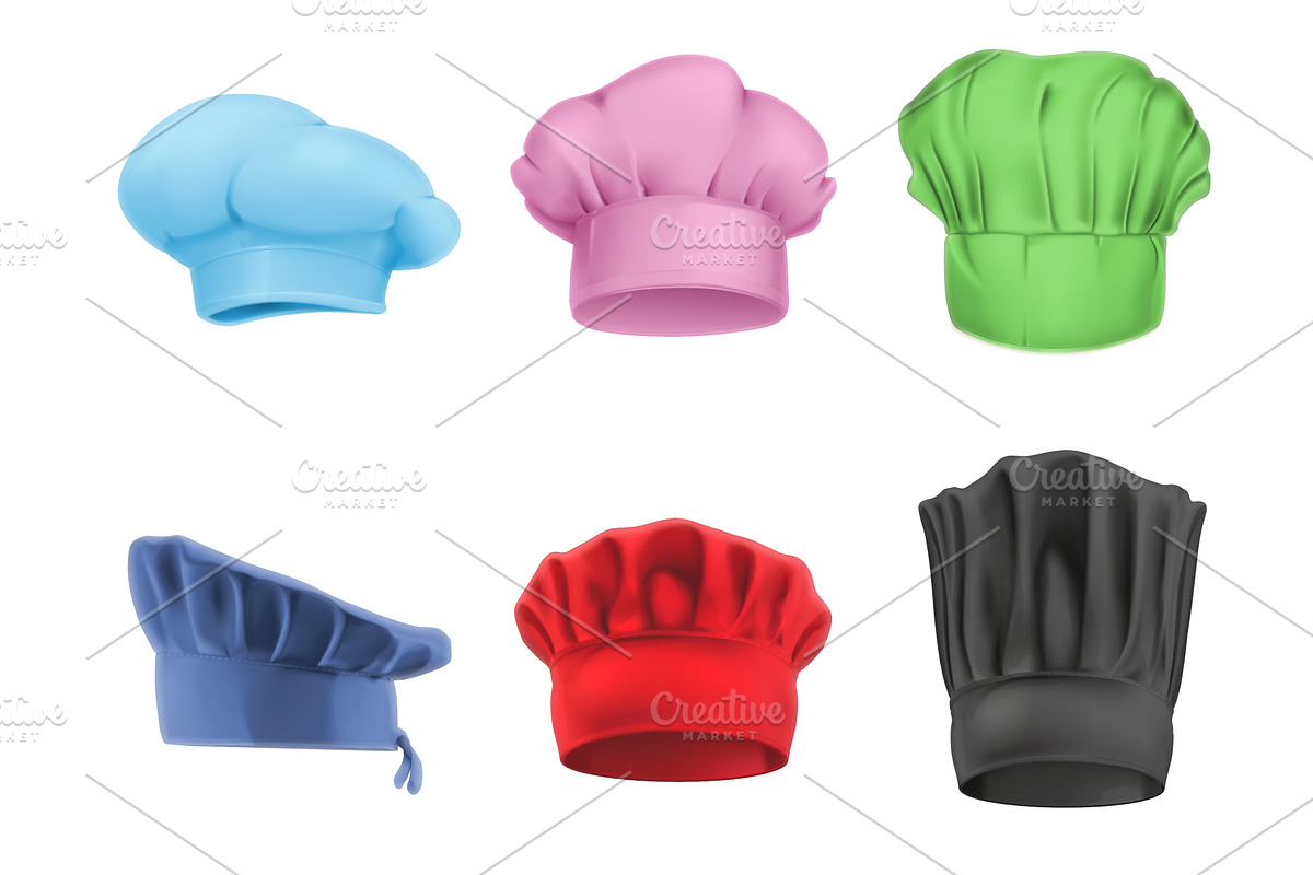 Multicolored chef hats vector icons in Objects - product preview 8