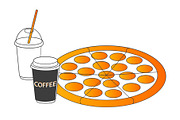 Pizza with soft drink and coffee 