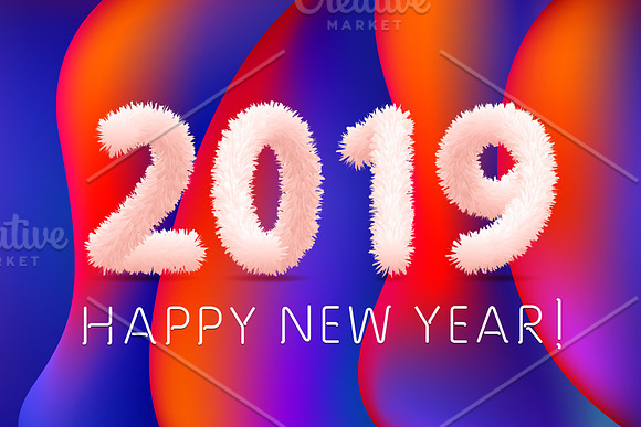 2019 happy New Year colorful line in Graphics - product preview 1