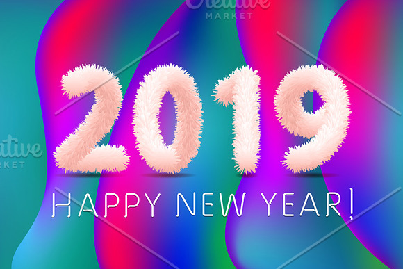 2019 happy New Year colorful line in Graphics - product preview 2