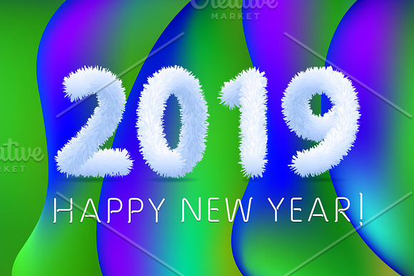 2019 happy New Year colorful line in Graphics - product preview 3