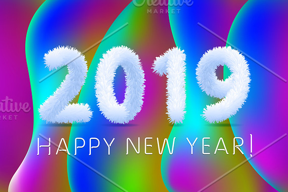2019 happy New Year colorful line in Graphics - product preview 4