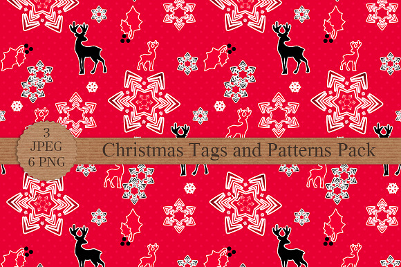 Christmas Tags and Seamless Patterns in Patterns - product preview 1