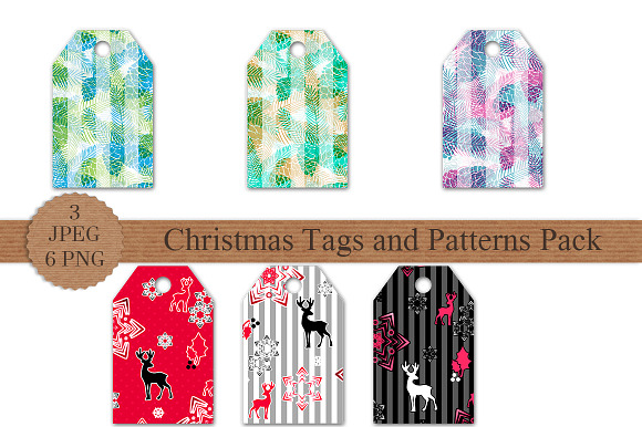 Christmas Tags and Seamless Patterns in Patterns - product preview 2