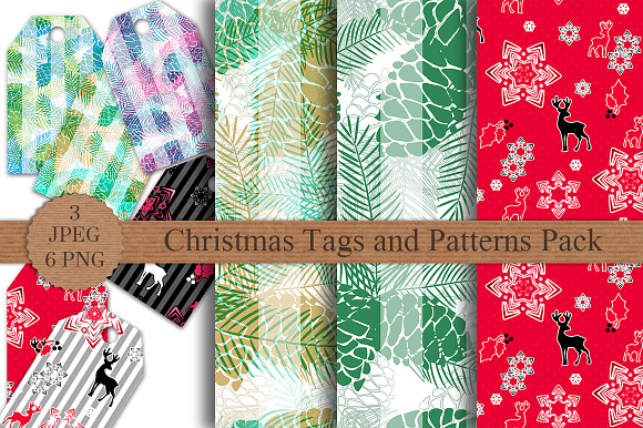 Christmas Tags and Seamless Patterns in Patterns - product preview 3