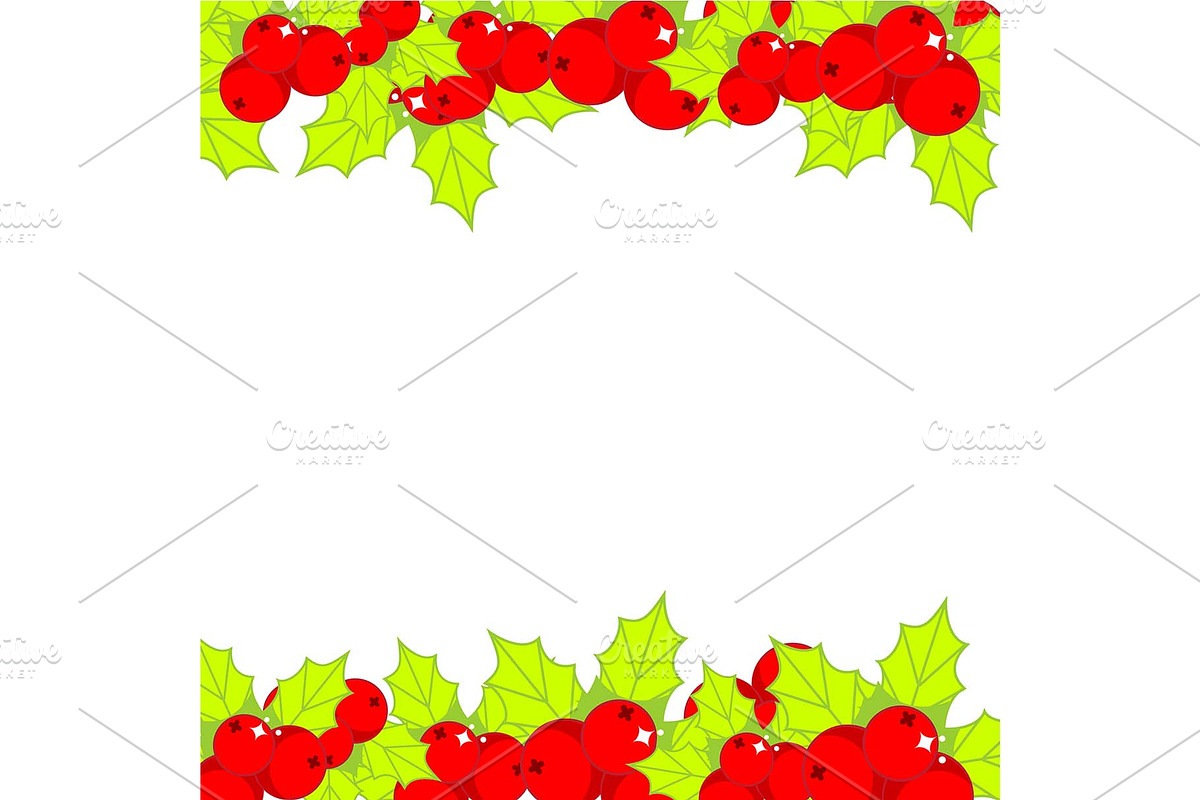 Christmas holly ilex frame, border in Graphics - product preview 8