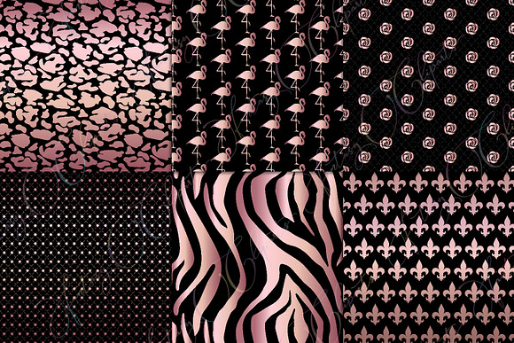 Rose Gold & Black Digital Paper in Textures - product preview 1