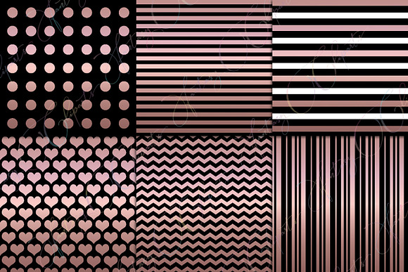 Rose Gold & Black Digital Paper in Textures - product preview 2
